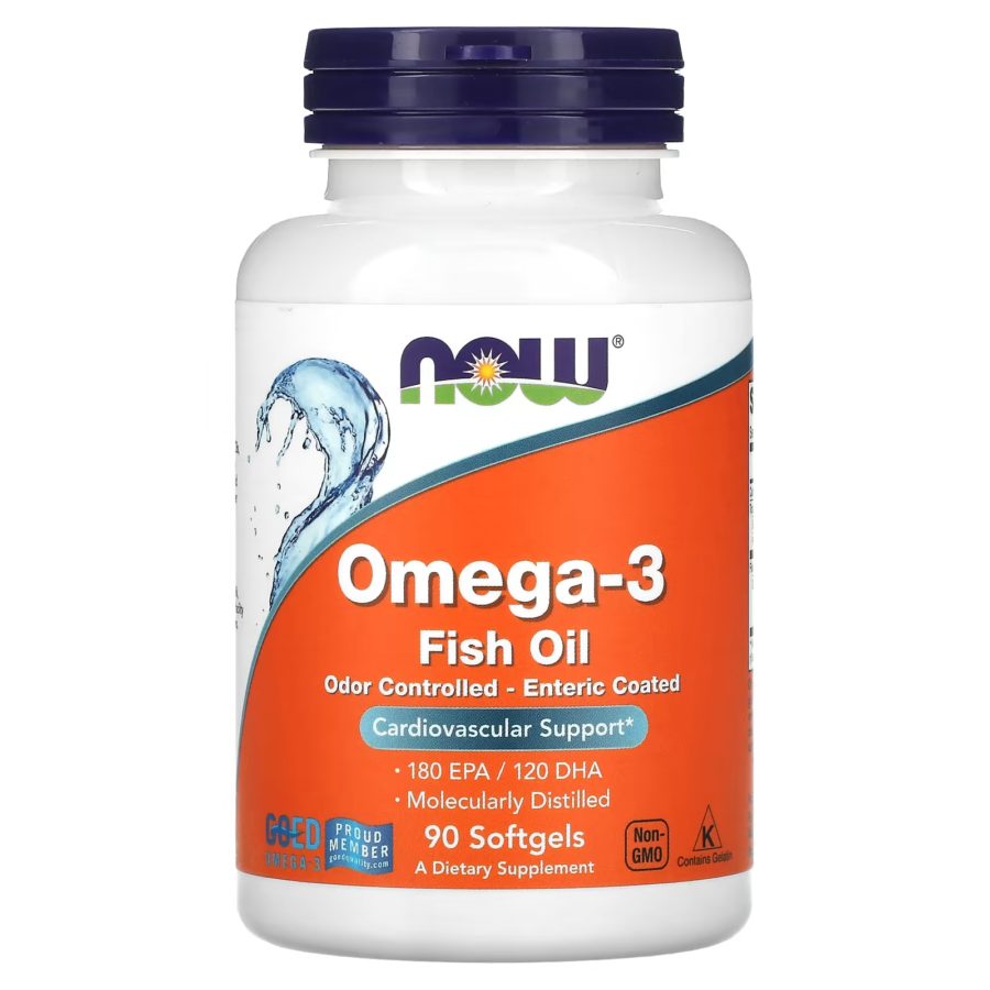 NOW Foods, Omega-3 Fish Oil, 90 Softgels - Image 1